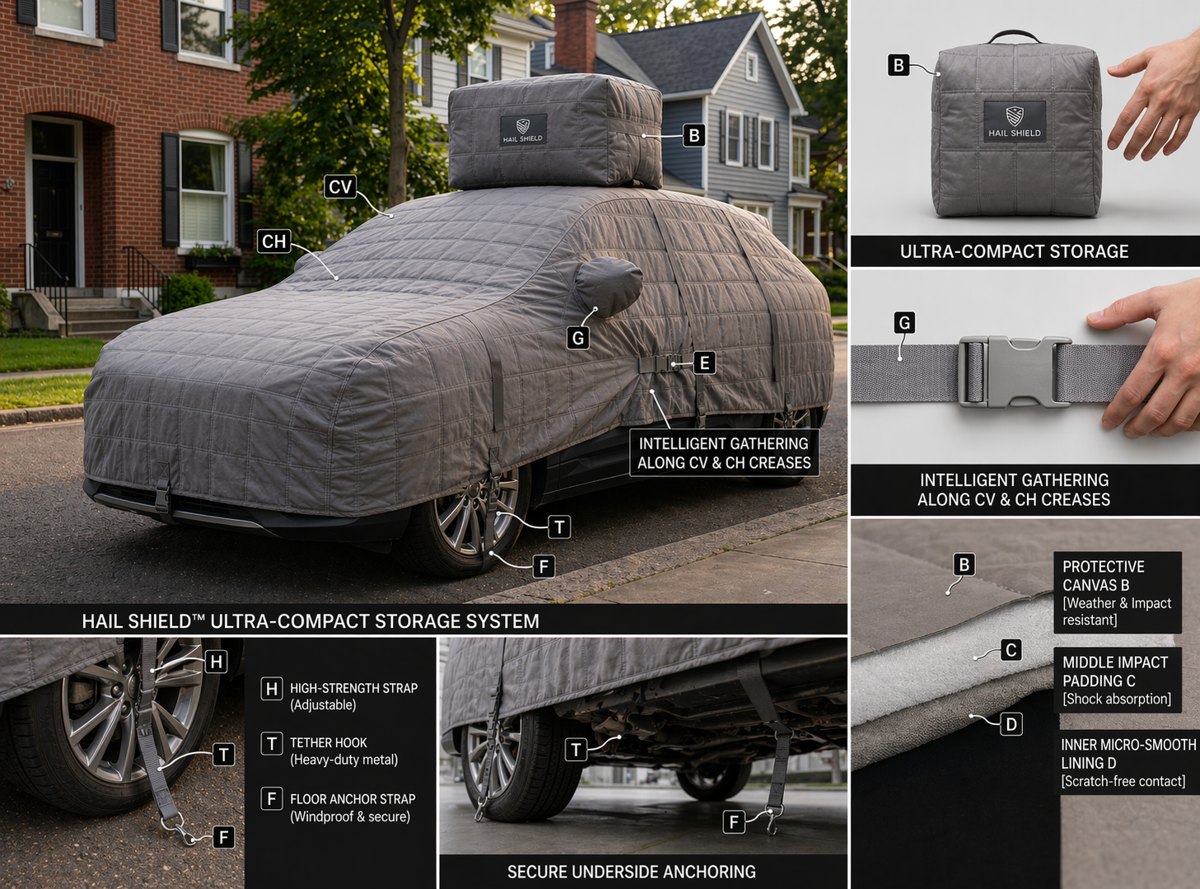HailShield three-layer cover on a car
